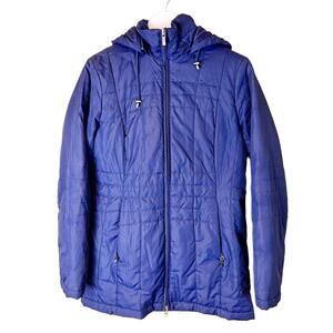 Lands End Blue Hooded‎ Puffer Jacket